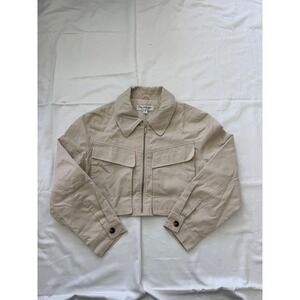 Miss Selfridge‎ Cream Cropped Zip Up Utility Jacket Size 8